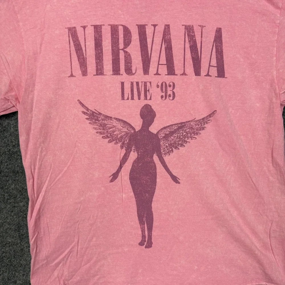 Nirvana Band Tee XL Pink Angel Graphic Acid Wash 1993‎ Concert Shirt Retro NWOT